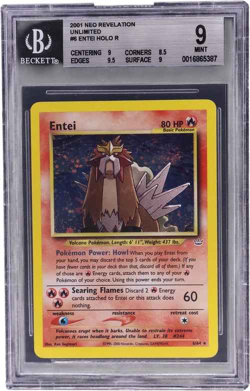 2001 Pokemon Neo Revelation Unlimited #6 Entei HOLO R (BGS 9)