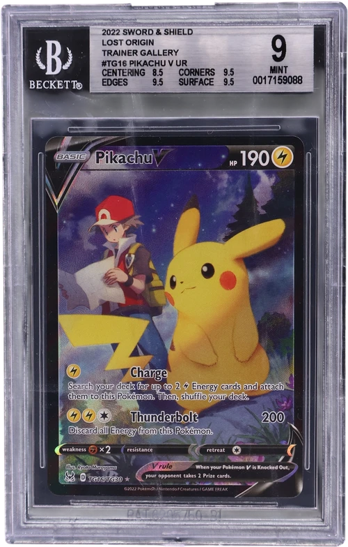 2022 Pokemon Sword and Shield Lost Origin Trainer Gallery #TG16 Pikachu V UR