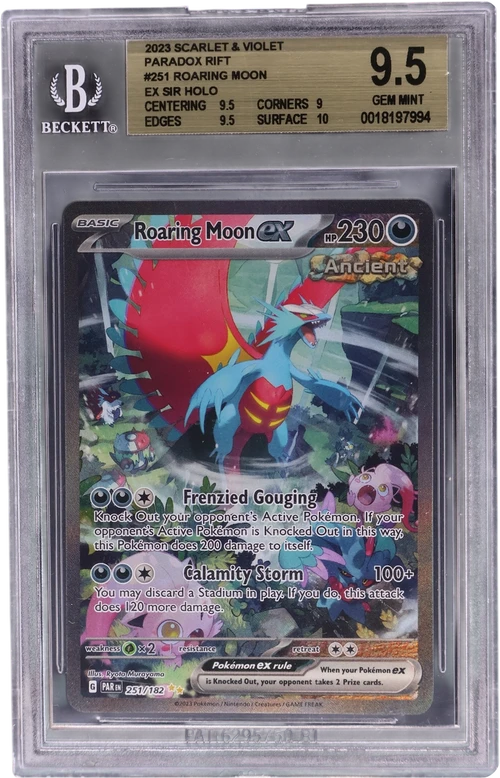 2023 Pokemon Scarlet and Violet Paradox Rift #251 Roaring Moon ex SIR HOLO