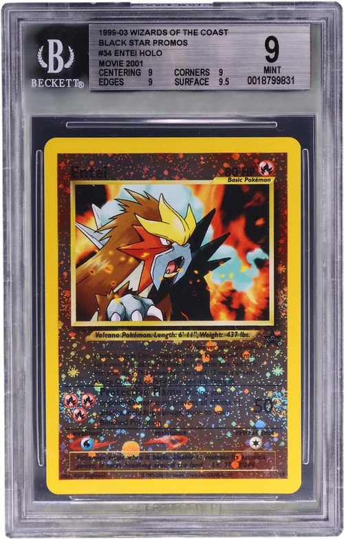 1999-03 Pokemon Wizards of the Coast Black Star Promos #34 Entei HOLO (Movie 2001)