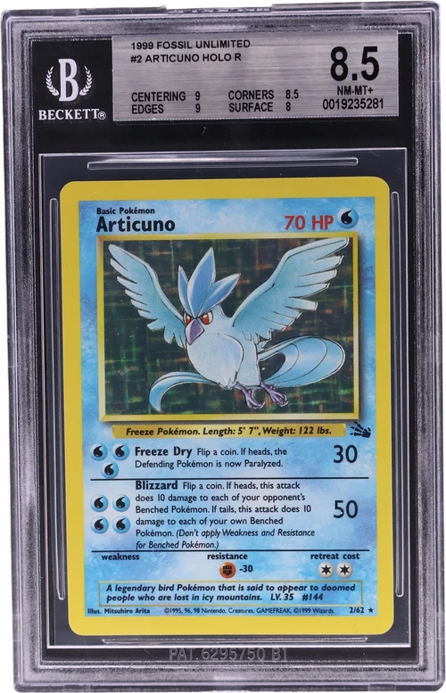 1999 Pokemon Fossil Unlimited #2 Articuno HOLO R