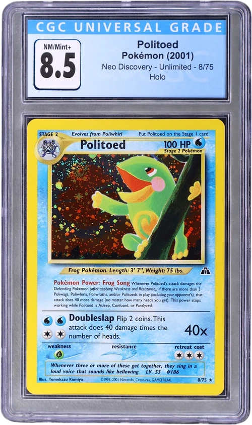 2001 Pokemon Neo Discovery - Unlimited 8/75 Politoed Holo