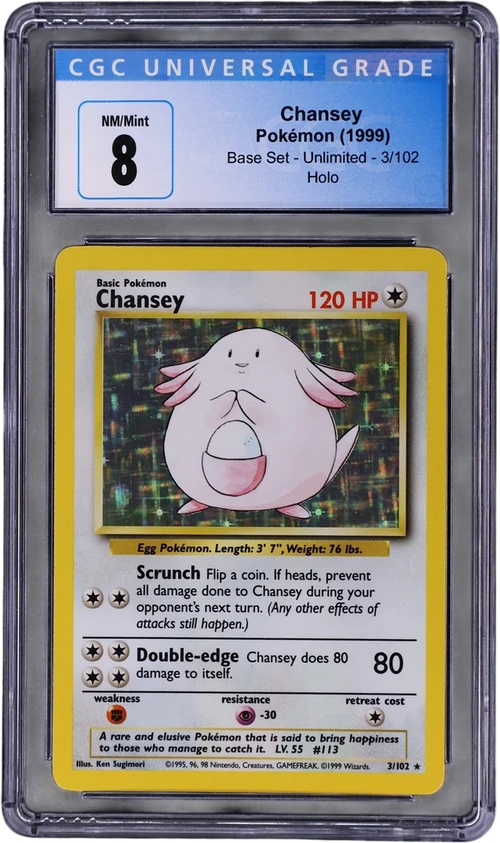 1999 Pokemon Base Set - Unlimited 3/102 Chansey Holo