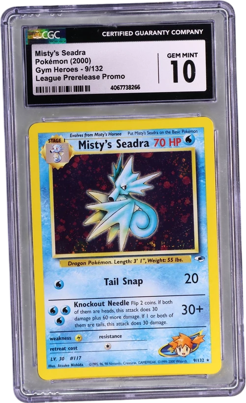 2000 Pokemon Gym Heroes - Unlimited 9/132 Misty's Seadra League Prerelease Promo (Holo)