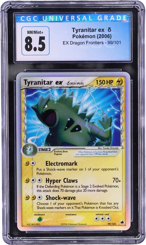 2006 Pokemon EX Dragon Frontiers 99/101 Tyranitar ex δ Holo