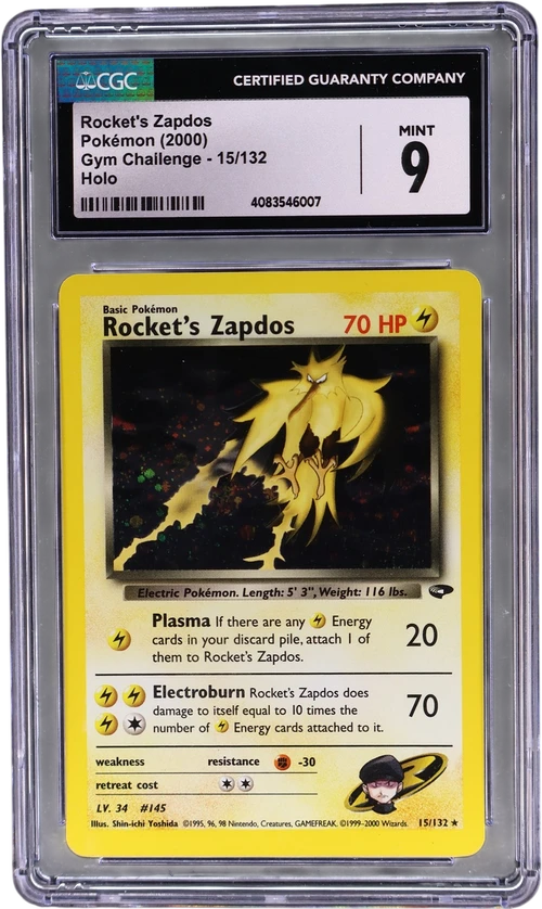 2000 Pokemon Gym Challenge - Unlimited 15/132 Rocket's Zapdos Holo
