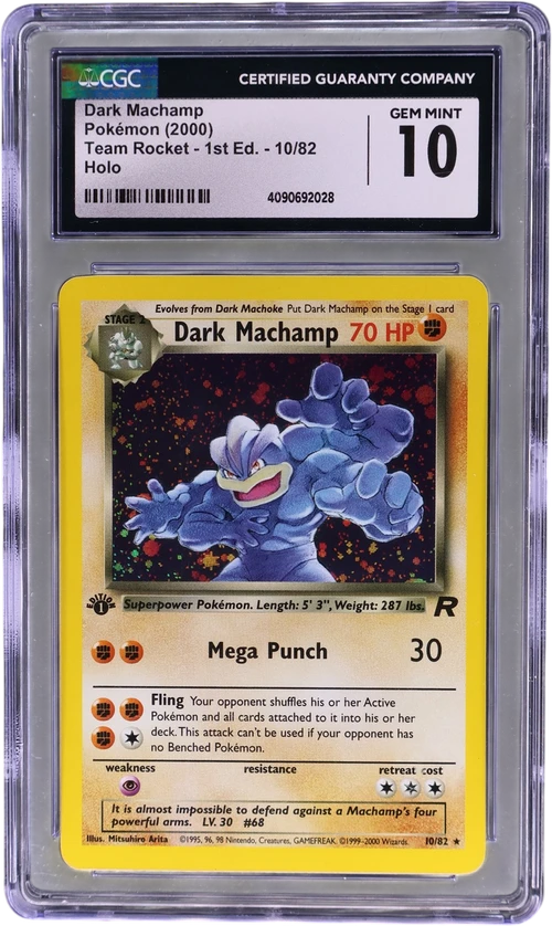 2000 Pokemon Team Rocket - 1st Edition 10/82 Dark Machamp Holo