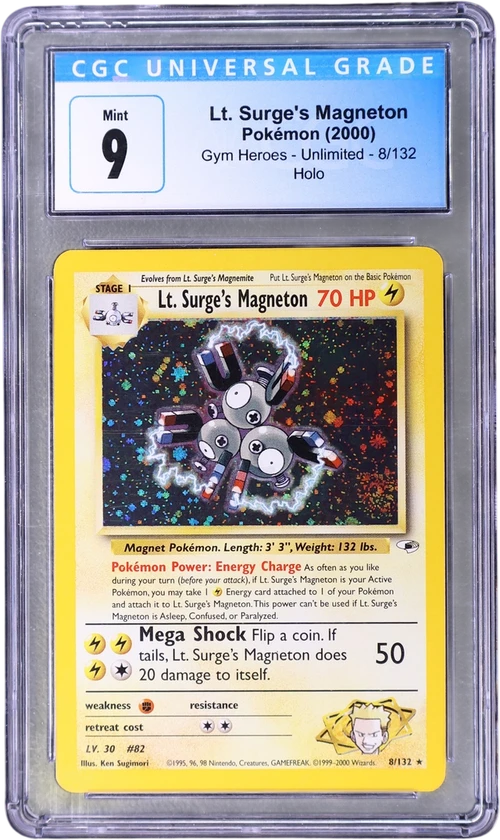 2000 Pokemon Gym Heroes - Unlimited 8/132 Lt. Surge's Magneton Holo
