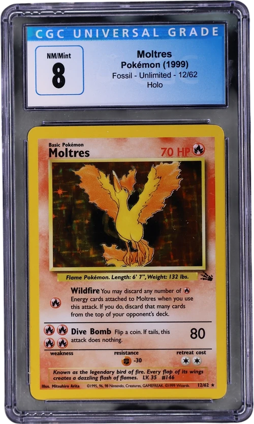 1999 Pokemon Fossil - Unlimited 12/62 Moltres Galaxy Star Holo