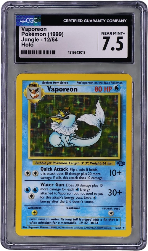1999 Pokemon Jungle - Unlimited 12/64 Vaporeon Holo