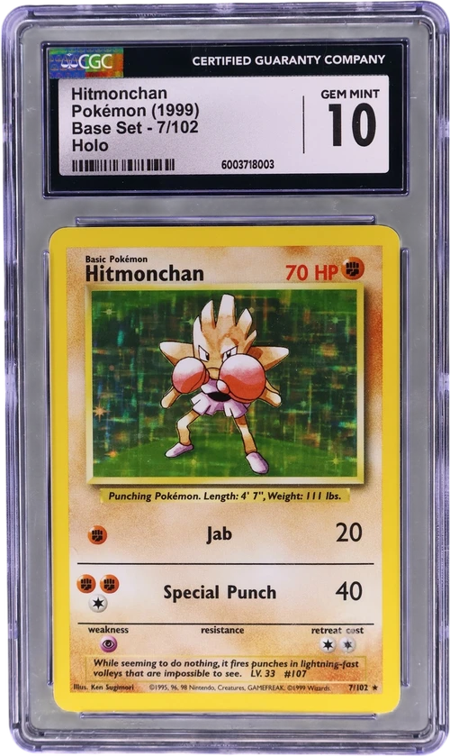 1999 Pokemon Base Set - Unlimited 7/102 Hitmonchan Holo