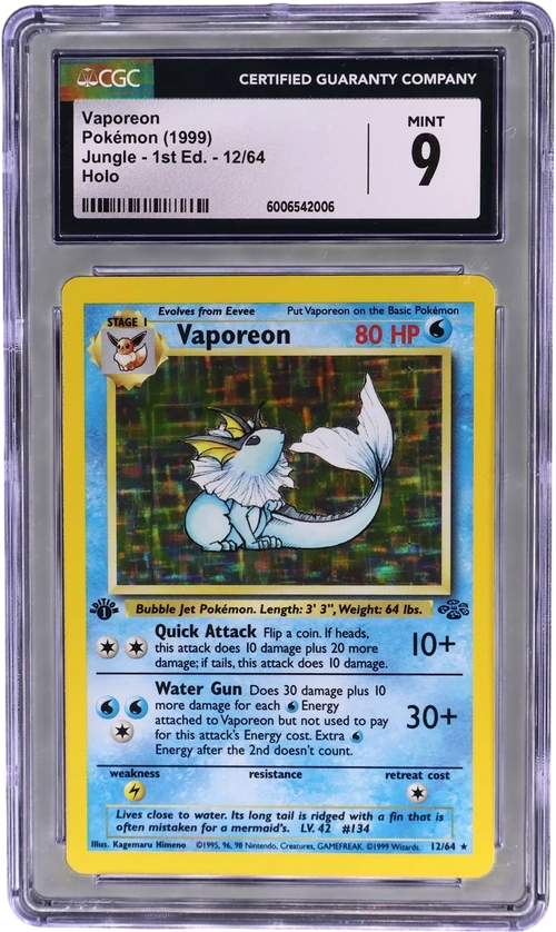 1999 Pokemon Jungle - 1st Edition 12/64 Vaporeon Holo