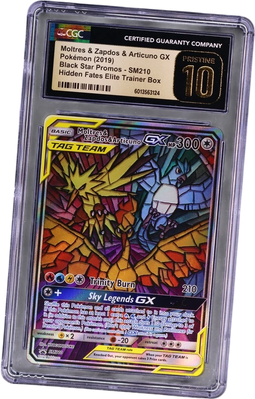 2019 Pokemon Black Star Promos - Sun & Moon SM210 Moltres & Zapdos & Articuno GX Hidden Fates Elite Trainer Box (Holo)