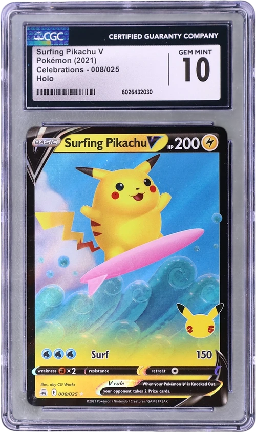 2021 Pokemon Celebrations 008/025 Surfing Pikachu V Holo
