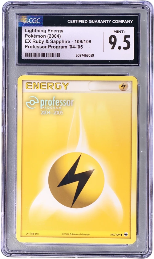 2004 Pokemon EX Ruby & Sapphire (2003 Copyright, w/ "e" Symbol) 109/109 Lightning Energy Professor Program 2004-2005