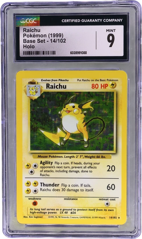 1999 Pokemon Base Set - Unlimited 14/102 Raichu Holo