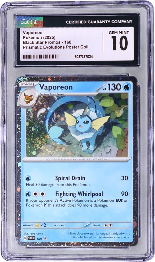2025 Pokemon Black Star Promos - Scarlet & Violet SVP EN 168 Vaporeon Prismatic Evolutions Poster Collection (Cosmos Holo)