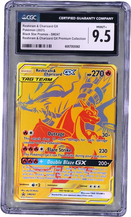 2021 Pokemon Black Star Promos - Sun & Moon SM247 Reshiram & Charizard GX Reshiram & Charizard GX Premium Collection (Holo)