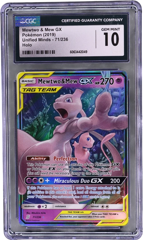 2019 Pokemon Unified Minds 71/236 Mewtwo & Mew GX Holo