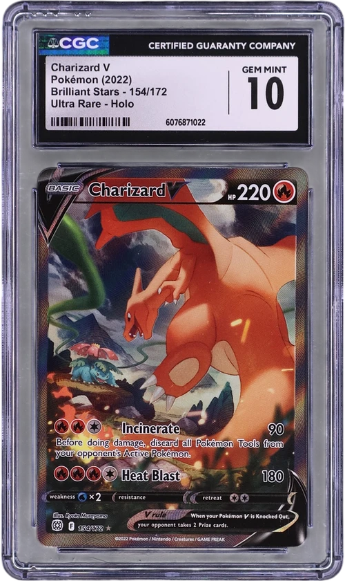 2022 Pokemon Brilliant Stars 154/172 Charizard V Ultra Rare Holo