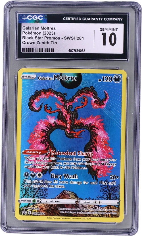 2023 Pokemon Black Star Promos - Sword & Shield SWSH284 Galarian Moltres Crown Zenith Tin (Holo)