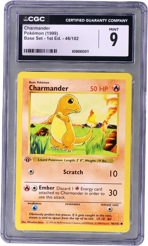 1999 Pokemon Base Set - 1st Edition 46/102 Charmander (CGC 9)
