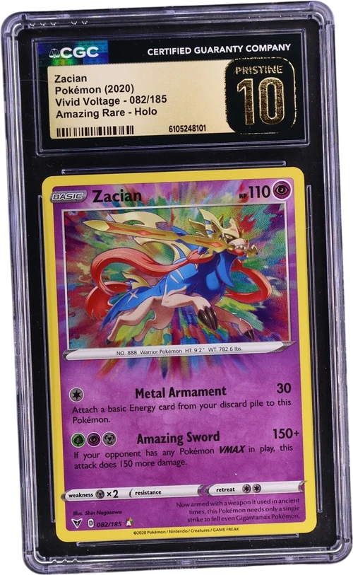 2020 Pokemon Vivid Voltage 082/185 Zacian Amazing Rare Holo