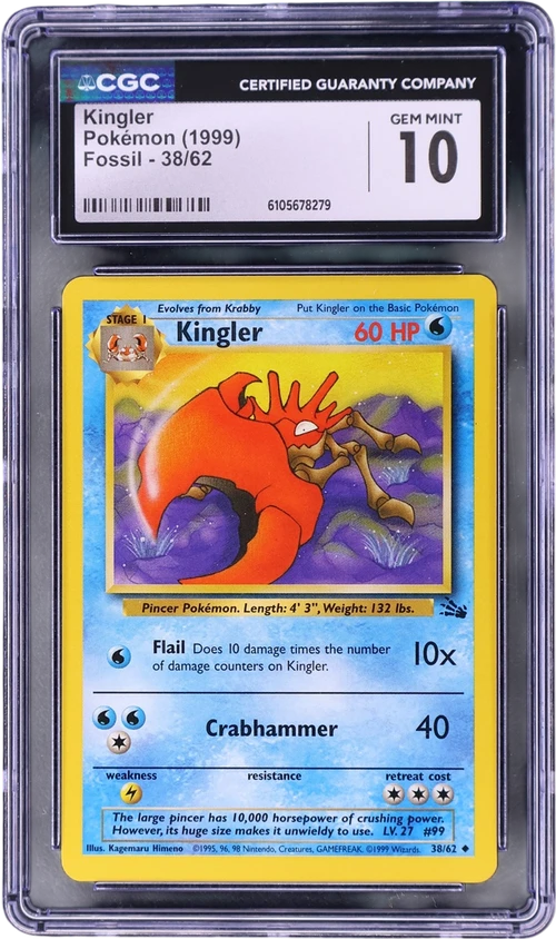 1999 Pokemon Fossil - Unlimited 38/62 Kingler