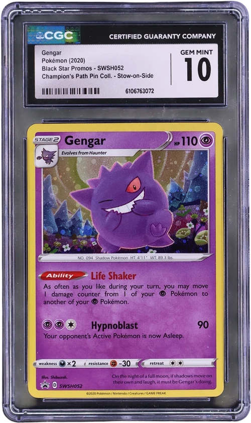 2020 Pokemon Black Star Promos - Sword & Shield SWSH052 Gengar Champion's Path Pin Collection - Stow-on-Side (Cosmos Holo)