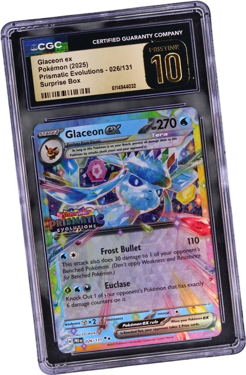 2025 Pokemon Prismatic Evolutions - PRE EN 026/131 Glaceon ex Surprise Box (Prismatic Evolutions Stamp) (Holo)