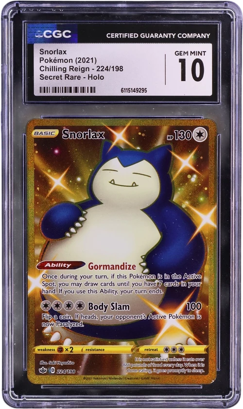 2021 Pokemon Chilling Reign 224/198 Snorlax Secret Rare Holo