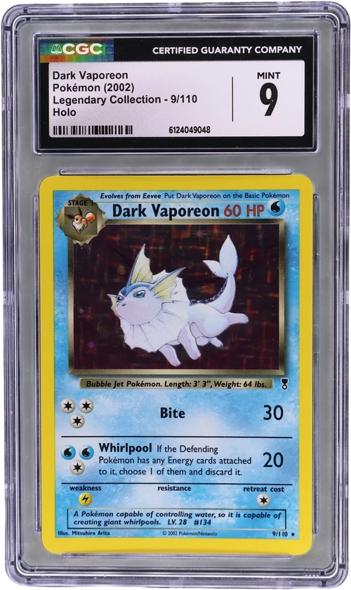2002 Pokemon Legendary Collection 9/110 Dark Vaporeon Holo