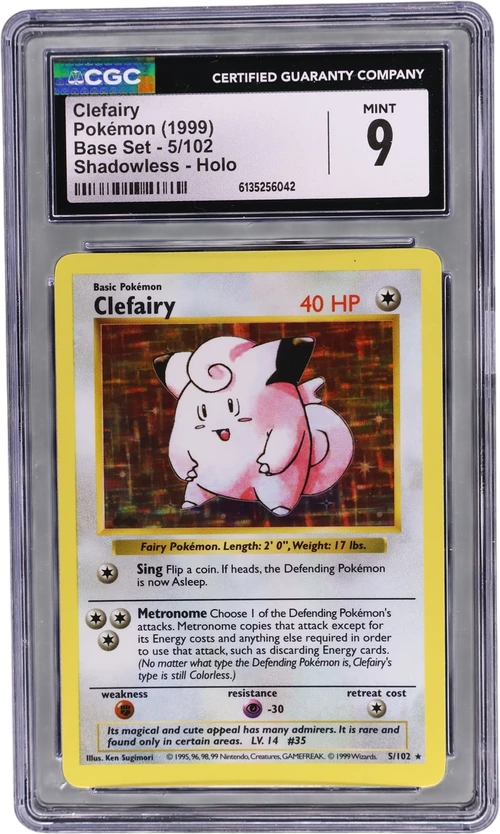 1999 Pokemon Base Set (Shadowless) 5/102 Clefairy Shadowless Holo