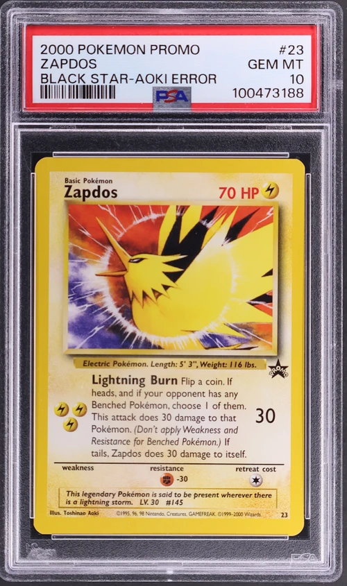 2000 Pokemon Promo Black Star #23 Zapdos Toshinao Aoki Error