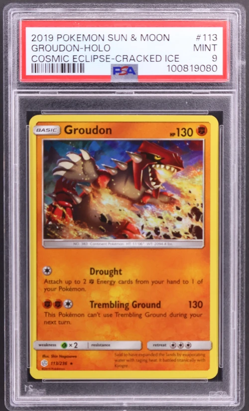 2019 Pokemon Sun & Moon Cosmic Eclipse #113 Groudon-Holo Cracked Ice