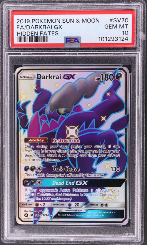 2019 Pokemon Sun & Moon Hidden Fates #SV70 Full Art / Darkrai Gx