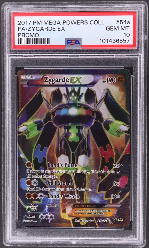 2017 Pokemon Mega Powers Collection Promo #54a Full Art / Zygarde Ex (PSA 10)