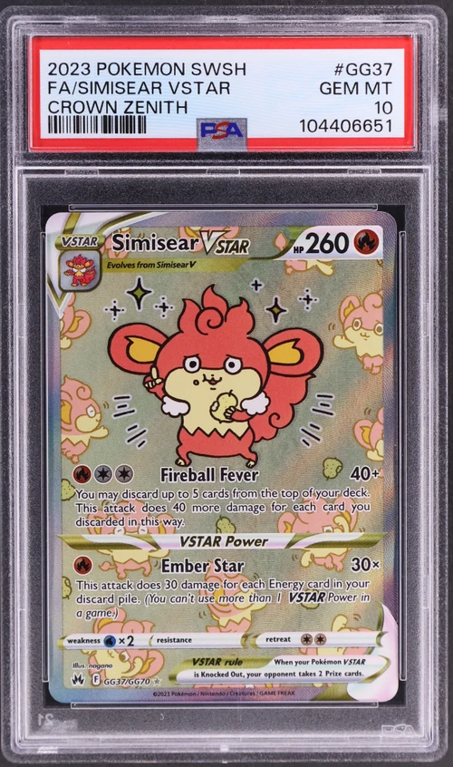 2023 Pokemon Sword and Shield Crown Zenith #GG37 Full Art / Simisear Vstar