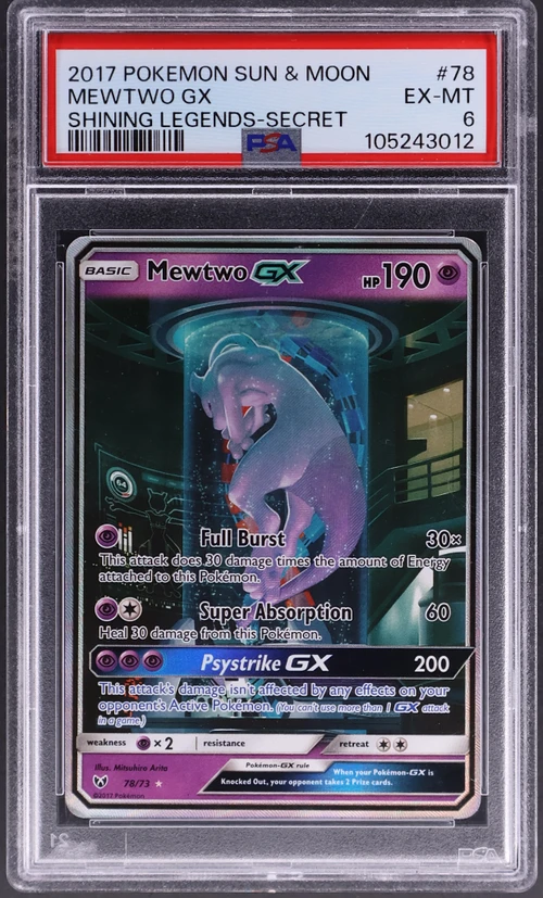2017 Pokemon Sun & Moon Shining Legends #78 Mewtwo Gx Secret