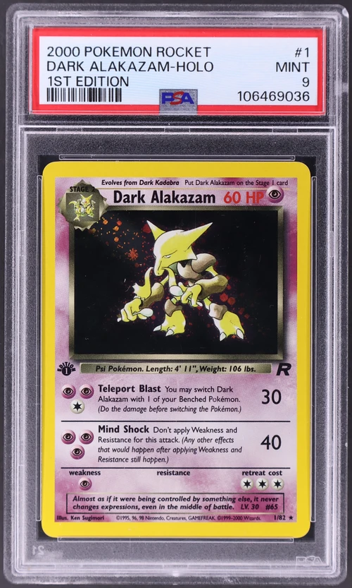 2000 Pokemon Rocket #1 Dark Alakazam-Holo 1st Edition