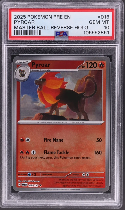 2025 Pokemon Pre En-Prismatic Evolutions #016 Pyroar Master Ball Reverse Holo