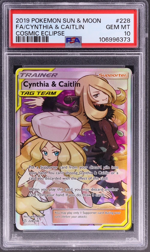 2019 Pokemon Sun & Moon Cosmic Eclipse #228 Full Art / Cynthia & Caitlin