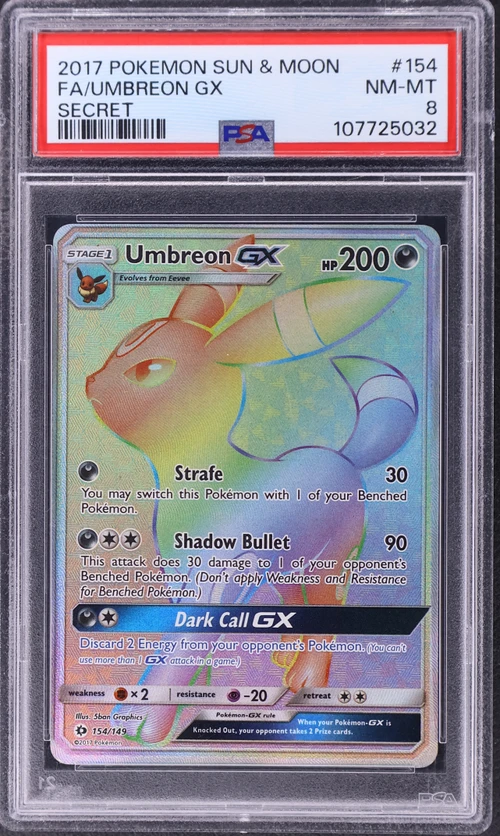 2017 Pokemon Sun & Moon #154 Full Art / Umbreon Gx Secret