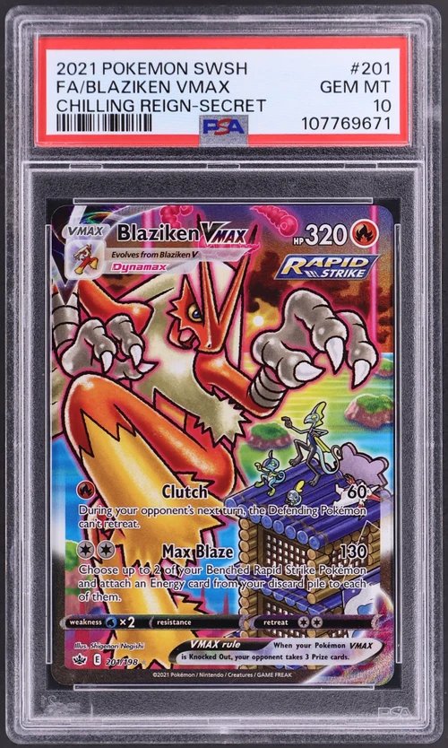 2021 Pokemon Sword & Shield Chilling Reign #201 Full Art / Blaziken Vmax Secret