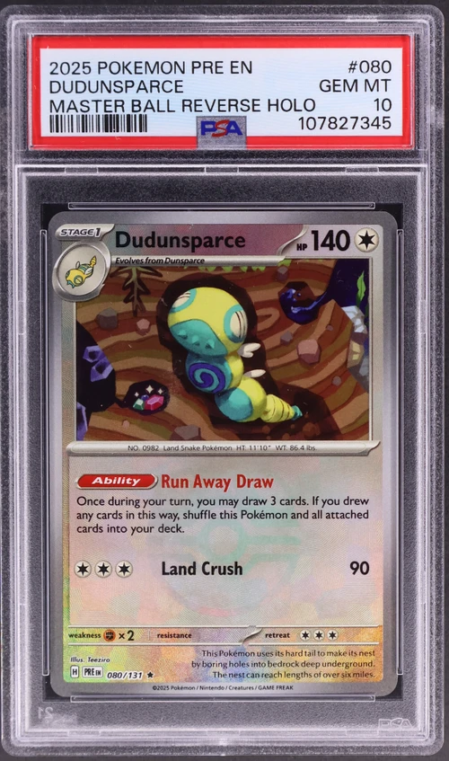 2025 Pokemon Pre En-Prismatic Evolutions #080 Dudunsparce Master Ball Reverse Holo