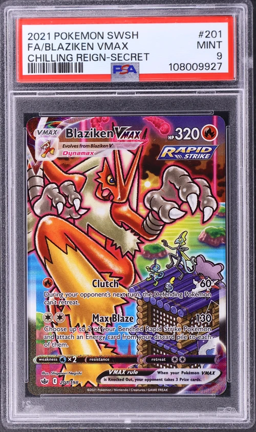 2021 Pokemon Sword & Shield Chilling Reign #201 Full Art / Blaziken Vmax Secret