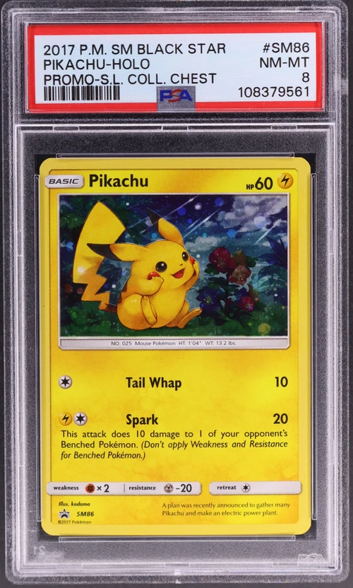 2017 Pokemon Sm Black Star Promo #SM86 Pikachu-Holo Shining Legends Collector Chest