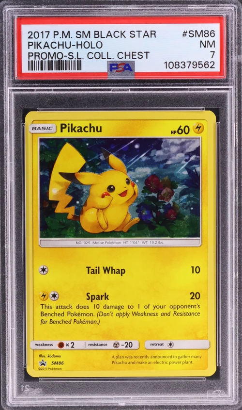 2017 Pokemon Sm Black Star Promo #SM86 Pikachu-Holo Shining Legends Collector Chest