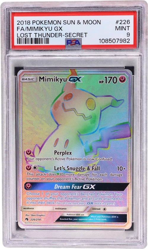 2018 Pokemon Sun & Moon Lost Thunder #226 Full Art / Mimikyu Gx Secret