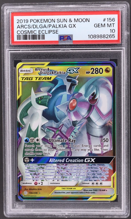 2019 Pokemon Sun & Moon Cosmic Eclipse #156 Arceus & Dialga & Palkia Gx